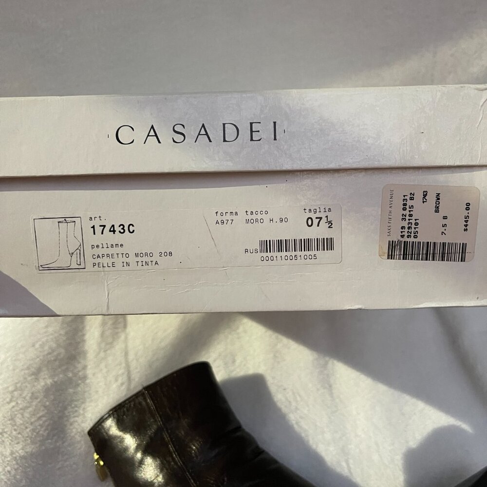 Auc CASSADEI Pellami Brown Leather Back Zip Pointy Ankle Boots Made in Italy - Picture 9 of 16